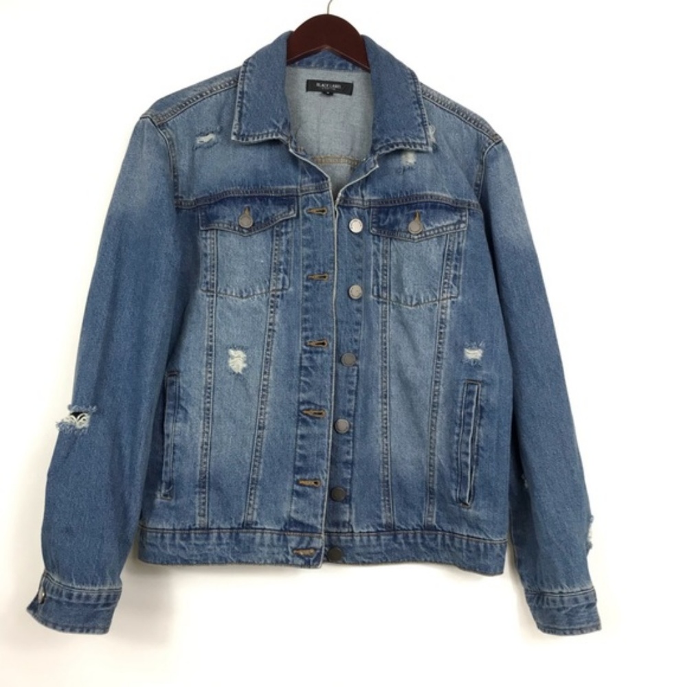 Distressed Denim Jacket Front Pocket 100% Cotton - Picture 2 of 8